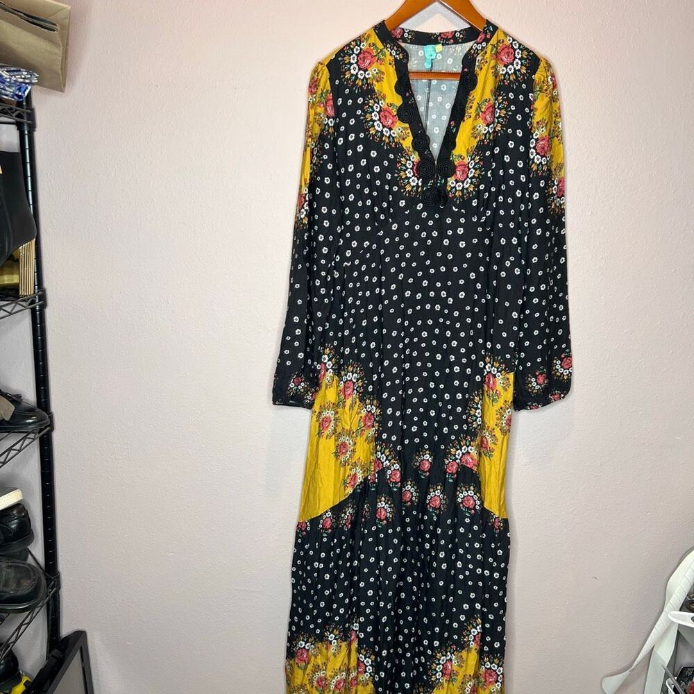 Farm Rio Anthropologie Floral Blocked Maxi Dress - Picture 3 of 13